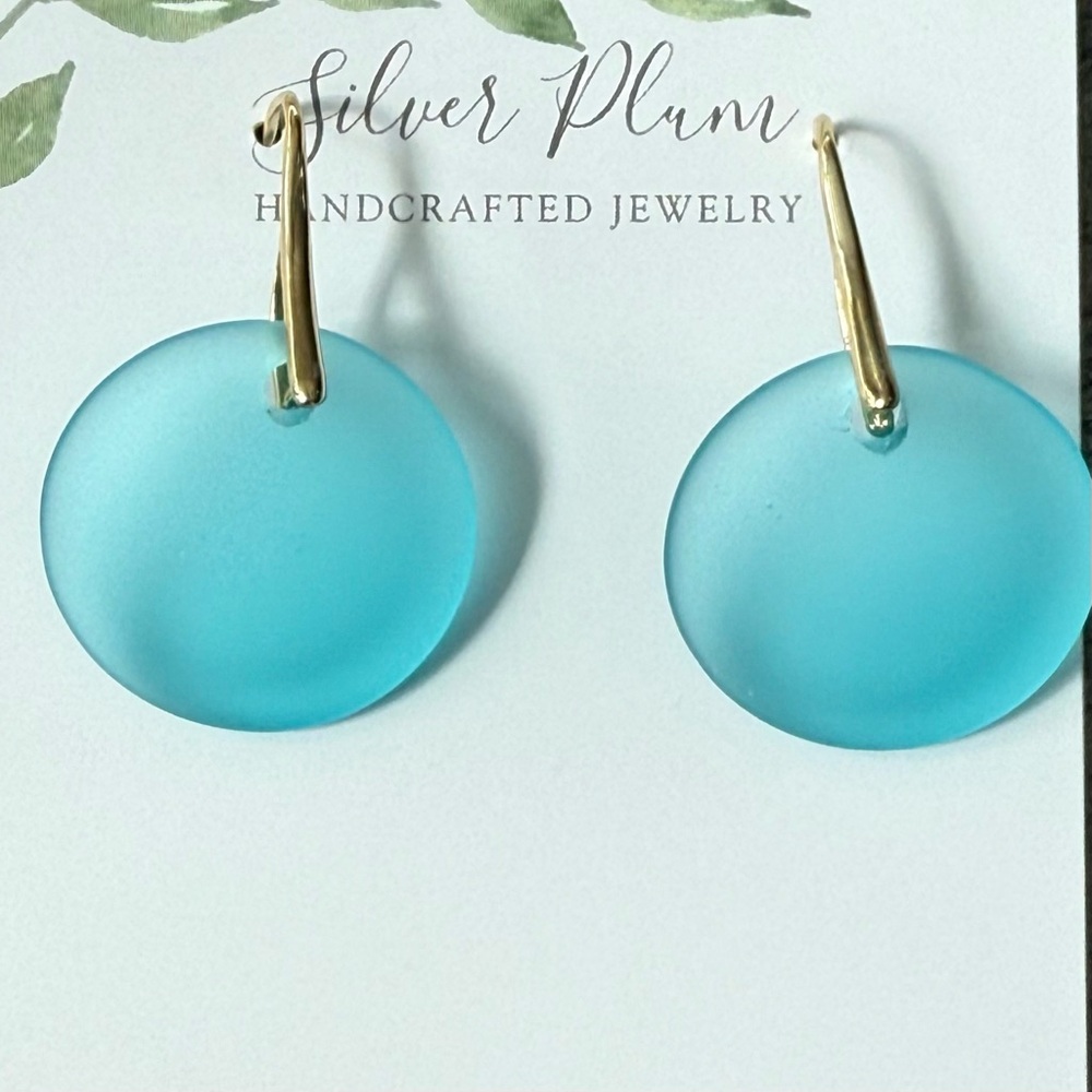 Blue Beachy Glass Earrings - Picture 2 of 2